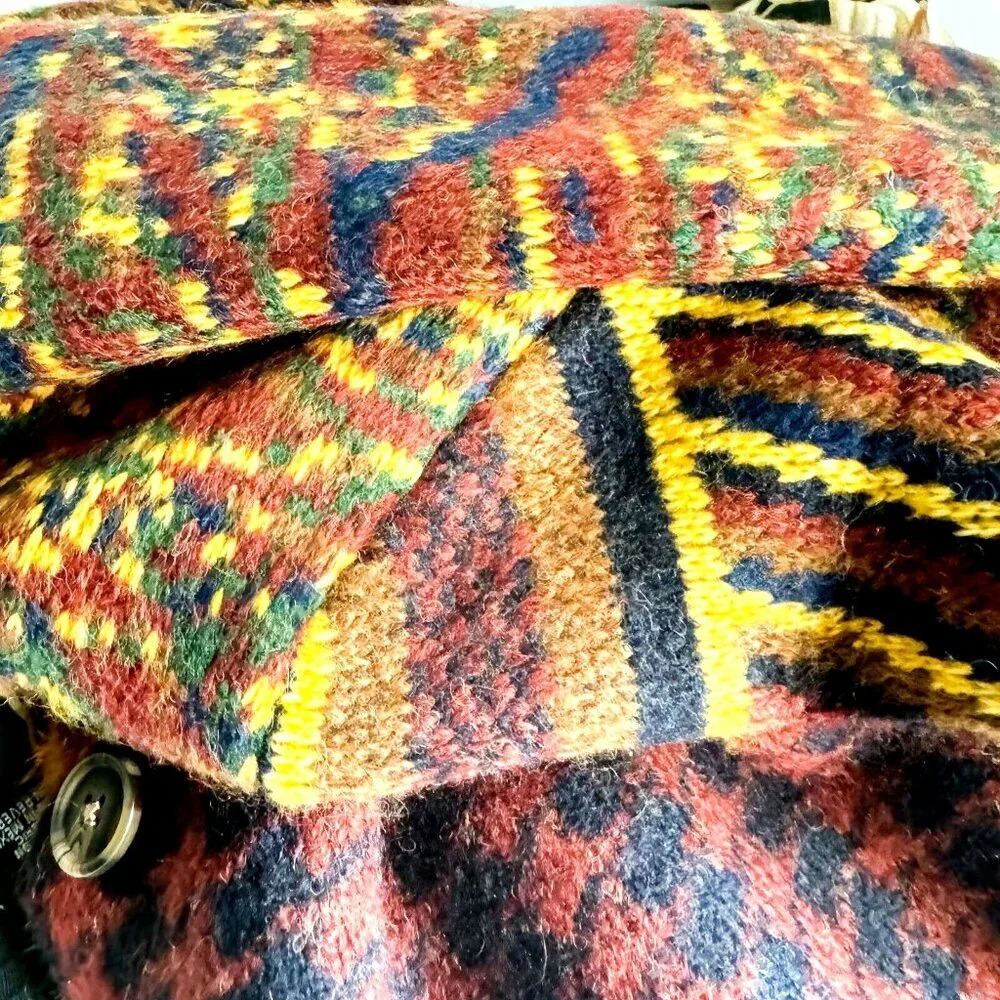 Desigual Multicolor Geometric Print Thick Knit Jacket M - Picture 10 of 10